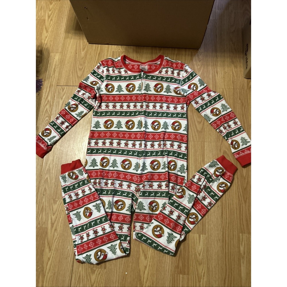 Buc-ee's Christmas One Piece Pajamas – Adult Small – Holiday Beaver Print